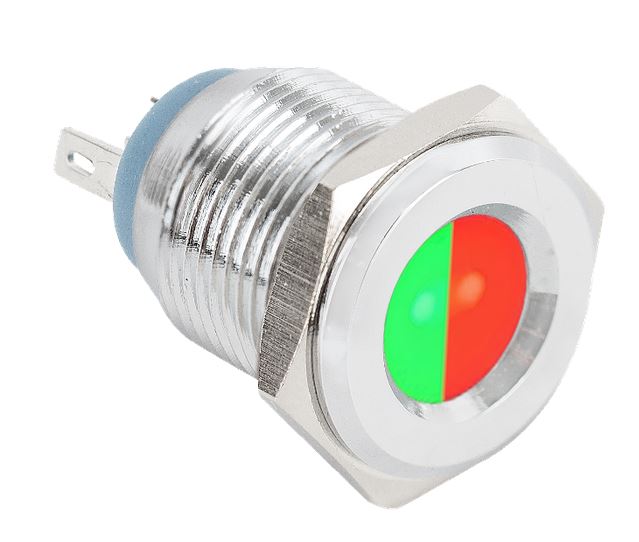 Állapotjelző LED, piros/zöld, 16mm, IN-16-rdgn